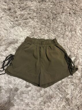 High-Waist Olive Tie-Side Women's Shorts